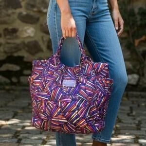 Marc By Marc Jacobs Quilted Nylon Tote Bag, Multi-Color Abstract Print 15”x20”